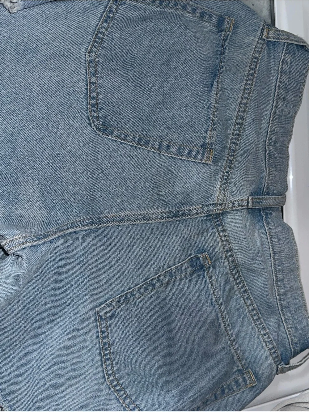 High-Waist Denim Jean Shorts - Light Blue